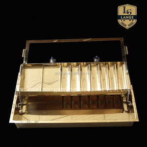 LANGE LANGE1503 Plateau à jetons de <span class=keywords><strong>casino</strong></span> à 15 colonnes et deux niveaux avec couvercle en métal titane doré et serrures, roulettes amovibles et lavable - Product Image 5