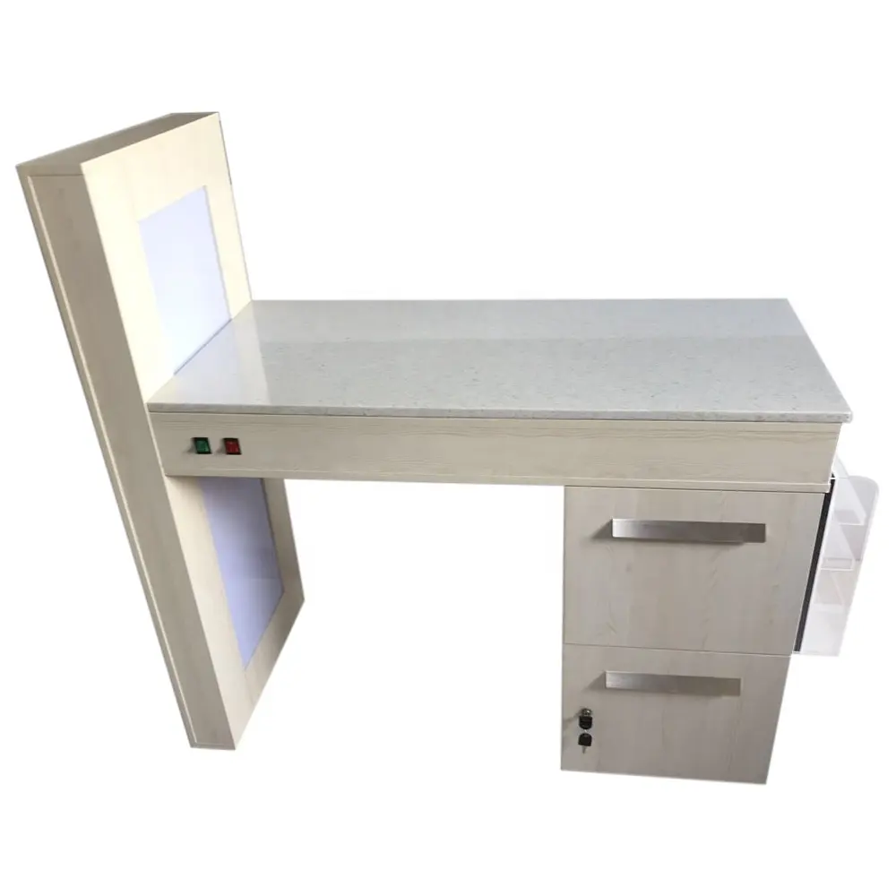 Salonu resepsiyon masası ucuz tırnak teknisyeni tırnak masası beyaz renk cam tasarım güzellik salonu mobilyası manikür 10 adet