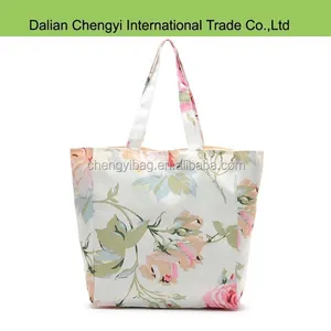 High quality ladies casual rosebud printing canvas floral handbags