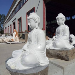 Sculpture de Bouddha en pierre traditionnelle pour temple, artisanale, durable, art extérieur - Product Image 4