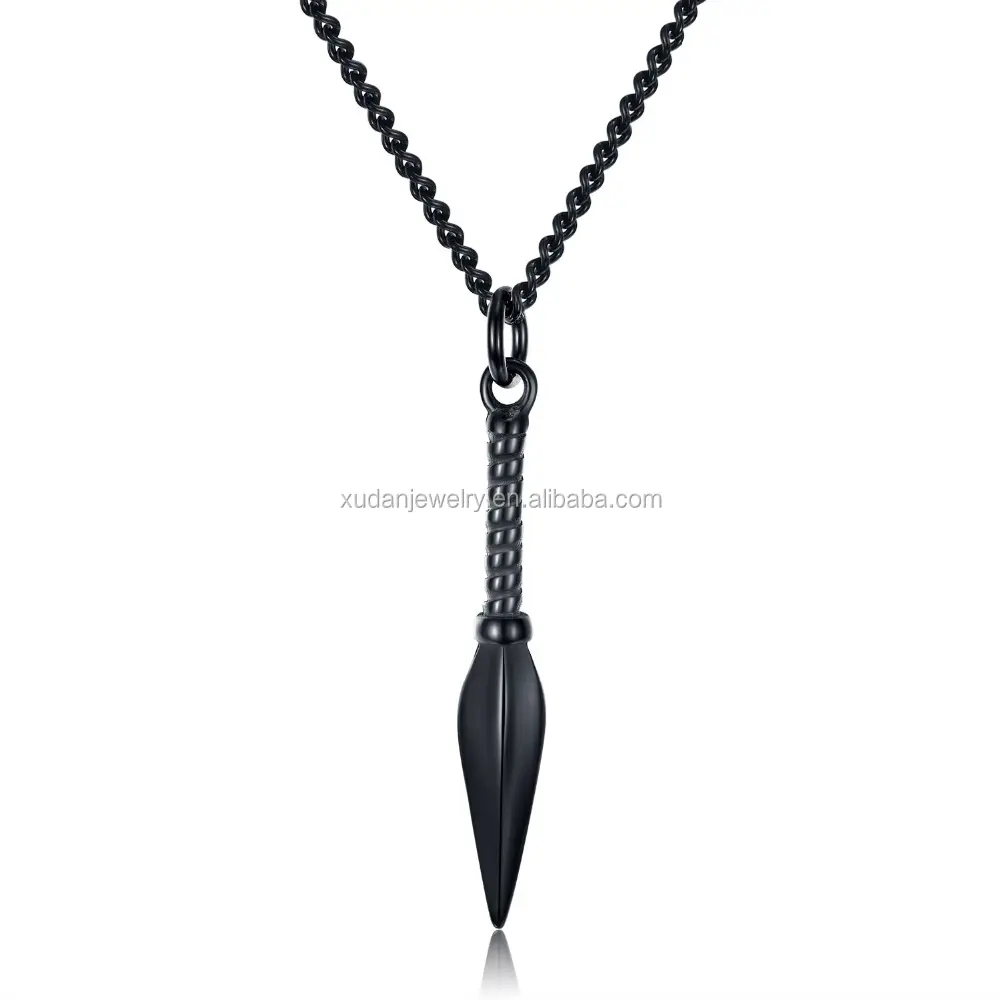 Punk Style Spearhead Design Pendants Necklace For Man Fashion Stainless Steel Box Chain Jewelry Men Necklace Accessories