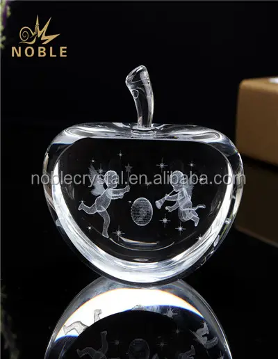 3D Laser Engraved Angel Crystal Christmas Souvenir Apple Decoration Gifts--Designed and Produced By Noble Awards