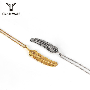 Mestiere Lupo <span class=keywords><strong>Collana</strong></span> <span class=keywords><strong>di</strong></span> <span class=keywords><strong>Piume</strong></span> Pendente Dei Monili <span class=keywords><strong>di</strong></span> Modo 2019 In Acciaio Inox - Product Image 4
