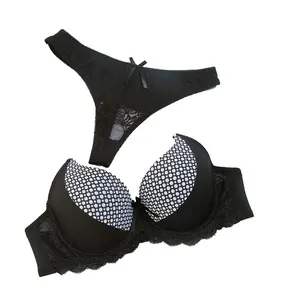 VICTORIA'S SECRET Black Sequin Push-Up Halter Bra + Garter Belt + Thong Set