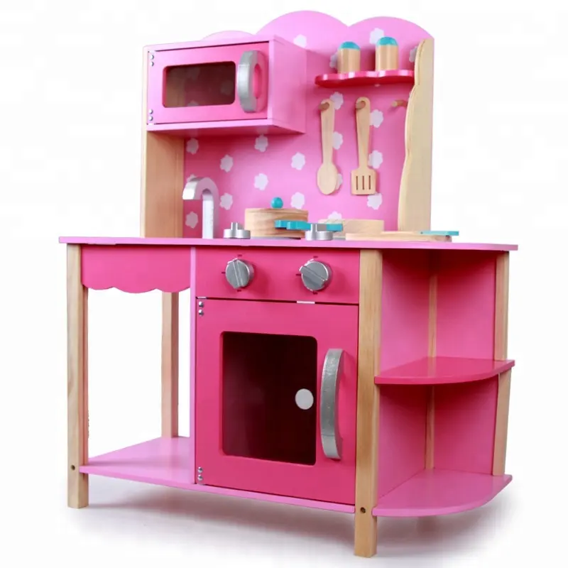 Commercio all'ingrosso Per Bambini Educativi giocattoli di legno da cucina set Da Cucina in legno giocattoli play set per le ragazze WKT007