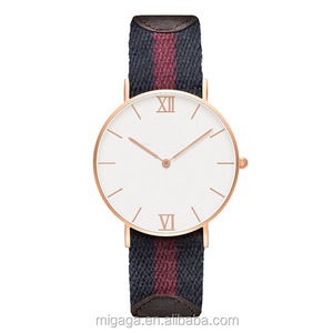 logo personalizzato uomo donna <span class=keywords><strong>Ulta</strong></span> sottile sottile nato cinturino in nylon orologi in pelle - Product Image 2