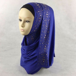 <span class=keywords><strong>Hijab</strong></span>スクエアラインストーンスパンコールイスラム教徒ジャージーヒジャブ女性 - Product Image 4