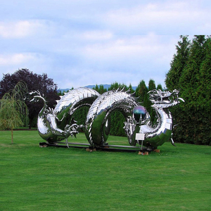 De gran tamaño decoración de jardín de acero inoxidable pulido espejo dragón chino ESTATUA PARA al aire libre - Product Image 2