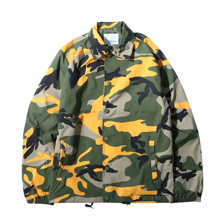 Wholesale Men Hip Hop Multi Color Camo Coaches Jacket