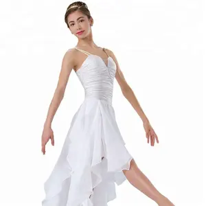 Vestidos de baile lyrical largo blanco para adultos, Ropa de baile plegable elegante para mujer, traje de baile para actuaciones en escenario