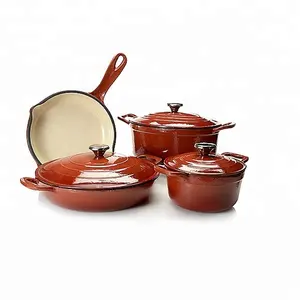 Wholesale Enamel Cast Iron Cookware Kitchen Ware Sets For German Turkish Korea Russian Japanese Camping