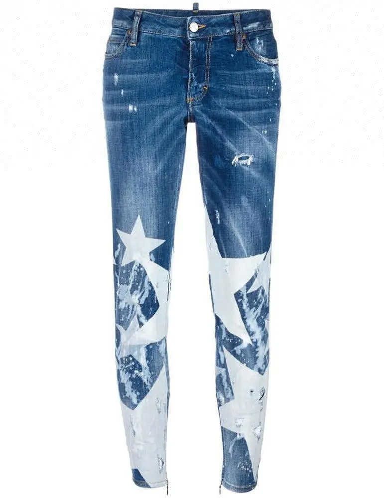 Royal wolf denim jeans manufacturer blue vintage wash distressed rips skinny painted splatter big star pattern printed jeans