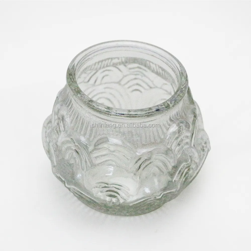 Linlang Shanghai Großhandel Lotus Geprägte Klar Glas Kerzenhalter Glas Lotus Kerze Jar