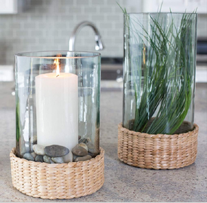 Thiết Kế Mới Trang Trí Thủy Tinh Bão Đèn Với Dệt Wicker Cơ Sở - Product Image 3