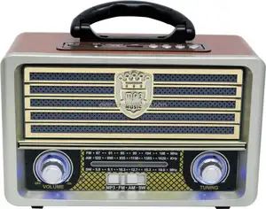 クラシックAM/FM/SWワイヤレスレトロウッドポータブルラジオ、コントロールリモコンM113付き
