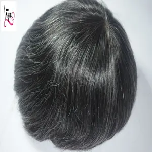 factory wholesale price thin skin front with mixing human grey hair men replacement system toupee