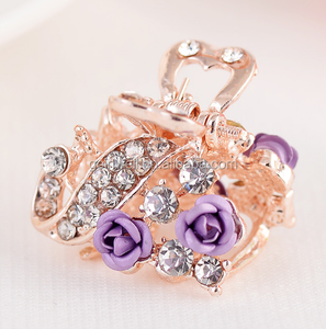 Pinces à <span class=keywords><strong>cheveux</strong></span> pour dames en alliage d'or rose avec strass en métal et cristal argenté - Product Image 4