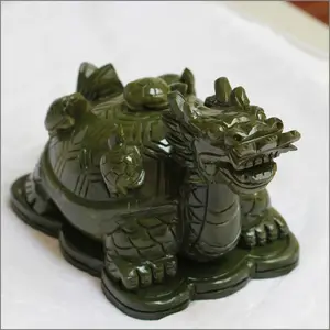 Jade verde piedra tortuga dragón estatua