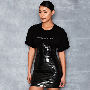 Sexy High Waist PU Leather Skirt Women Black Bodycon Dress Autumn Casual Streetwear Short Mini Pencil Skirts Y10796