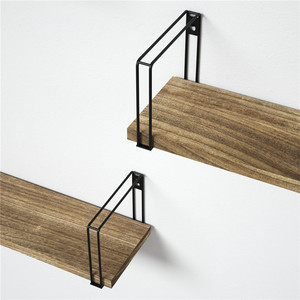Black <strong>Metal</strong> Wall <strong>Shelf</strong> with Solid Wood Living Room Furniture <strong>Al</strong> Por Mayor China Decoracion De Casas - Product Image 3