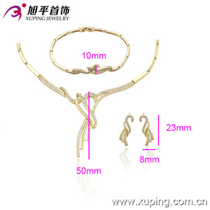 63378 xuping 14k plaqué or chaîne collier et boucles d'oreilles femmes mariage Zircon cristal <span class=keywords><strong>Cloer</strong></span> ensemble de bijoux - Product Image 6