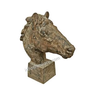 Escultura de cabeça de ferro fundido antigo rústico, tamanho de vida decorativa para o ar livre, jardim, animal, escultura - Product Image 4