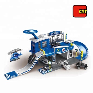 Die cast ufficio di polizia auto di parcheggio garage giocattolo con 50 pz - Product Image 1