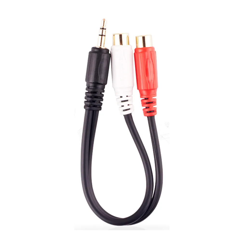 Mini jack macho estéreo dourado de 3.5mm, plugue adaptador de áudio e fêmea 2, cabo y