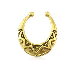 थोक गैर भेदी नकली पट नाक अंगूठी तांबा पीतल मढ़वाया के साथ - Product Image 1