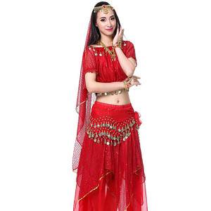 Trajes de cinco piezas de lentejuelas, trajes de actuación de danza del vientre Oriental/árabe con cinturón - Product Image 1