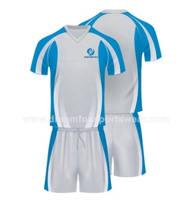 Premium bleu ciel maillot de football <span class=keywords><strong>kit</strong></span> mis ton nom couper et coudre maillot de foot dropship conception de football - Product Image 3