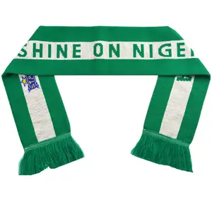 Dubbele Laag Gebreide Custom Made Nigeria Acryl Voetbal Fans Sjaal Groothandel