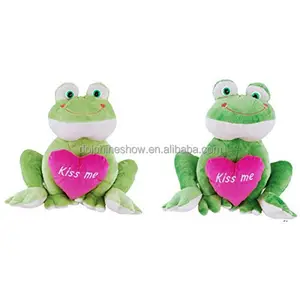 2021 New Valentine Geschenk Plüsch Frosch Spielzeug mit rosa Herz LOW MOQ benutzer definierte grün gefüllte Soft Toys Frosch