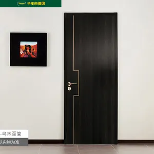 De alta calidad de dormitorio moderno interior entrada impermeable resistente al fuego de roble MDF Panel de puerta de madera para baño inodoro