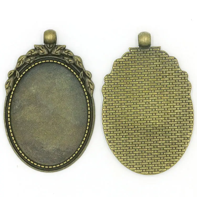 35x2 5ミリメートル/40 × 30ミリメートルAntique BronzeオーバルJewelry Cameo Cabochon Bezel Base金属Setting Blank Pendant Traysベゼル