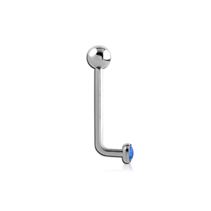 Joyería para <span class=keywords><strong>Piercing</strong></span> <span class=keywords><strong>Christina</strong></span> de Titanio 14G con Rosca Interna, Barra en Forma de L con Cabujón de Ópalo Engastado - Product Image 3