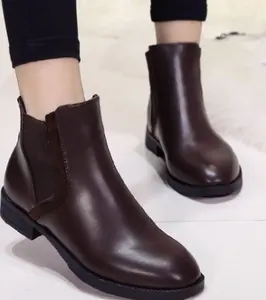 Neueste Frühling neue Design-Trend Mode flache Leder Gummis ohle Frau Stiefelette