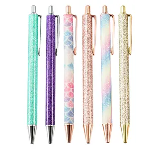 Xinhao 2019 Blingbling महिलाओं के कार्यालय व्यापार का उपयोग के लिए इंद्रधनुष रंग Ballpen प्रचार धातु बॉल पेन के साथ कस्टम लोगो