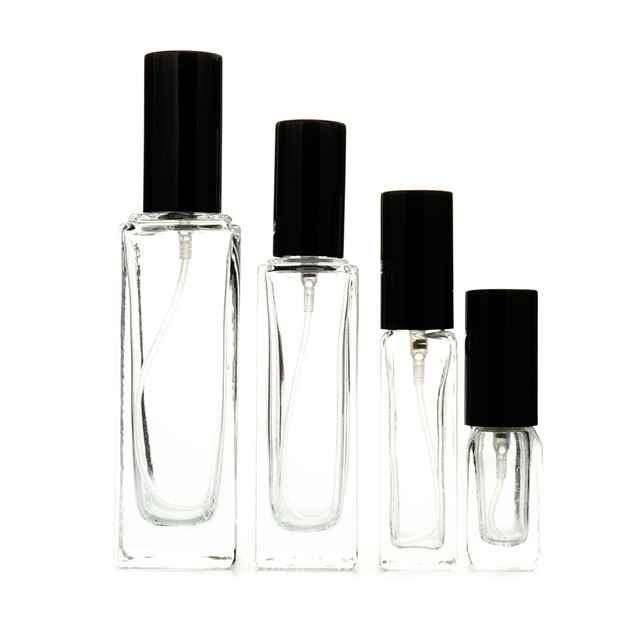 Transparent bottle with black cap