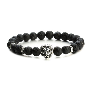 Shinkiki — <span class=keywords><strong>Bracelet</strong></span> à la mode en tête <span class=keywords><strong>de</strong></span> Lion doré pour hommes, <span class=keywords><strong>Bracelet</strong></span> en pierre <span class=keywords><strong>de</strong></span> <span class=keywords><strong>lave</strong></span> mate, bijoux animaux, célèbre marque - Product Image 5