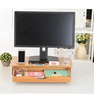 Bamboe HOUT Luxe Monitor Stand Riser, bamboe Bureau Organizer