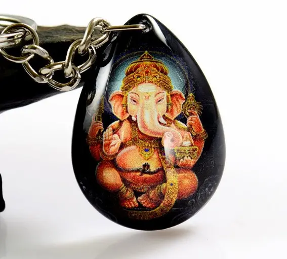 Aangepaste Waterdrop K9 Crystal Ganesha Olifant Hindoe God Amulet Hanger