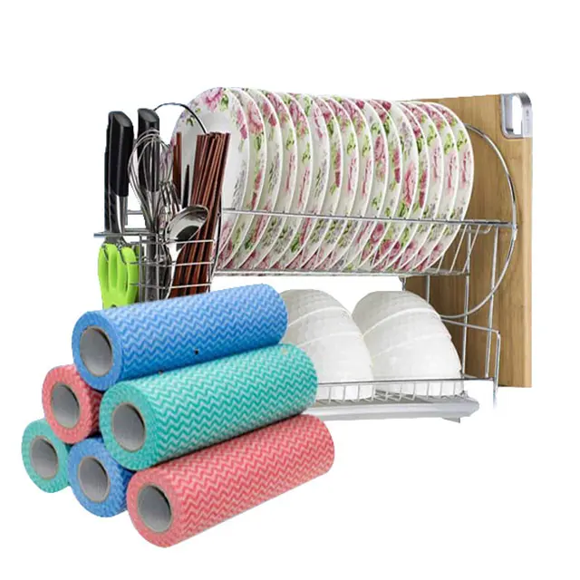 Viscose and Polyester Top Quality Spunlace Non Woven Fabric Disposable Kitchen Cleaning Wipe