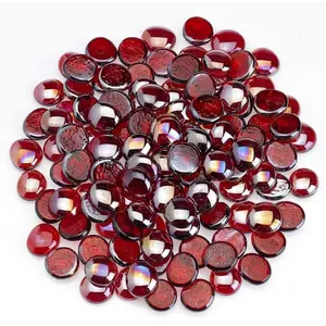 colorful flat glass beads for garden decoration