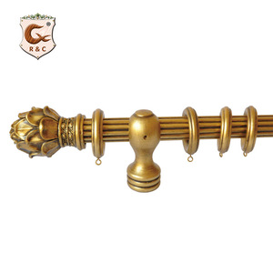 Moderna Asta per Tende in Legno di Palissandro Scanalato per Decorazione Domestica - Product Image 1