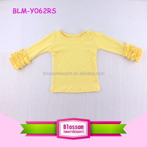 Moda caliente EE. UU. Por encargo de los niños glaseado Ruffle Raglan camisas algodón 3/4 camisetas en blanco niños cuerpo blanco Raglan bebé Gir niños - Product Image 5