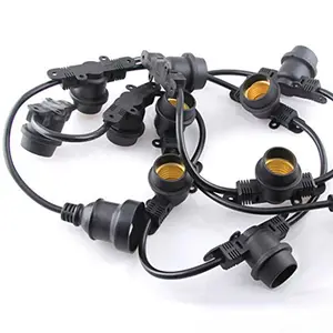 String Light E27 Outdoor Christmas Holiday Festoon E27 Base Bulb Black Wires Belt Led String Light