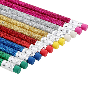 Crayon à paillettes HB <span class=keywords><strong>Daubigny</strong></span> en bois de peuplier coloré pour enfants, crayons standard, ensemble de crayons de bureau et d'école, logo OEM, écriture noire, rond - Product Image 1