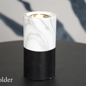 Geometric Cutting Marble Glazed Modern Home Decor <strong>Candle</strong> Jaes Noridc White Ceramic <strong>Tealight</strong> <strong>Candle</strong> <strong>Holder</strong> - Product Image 3