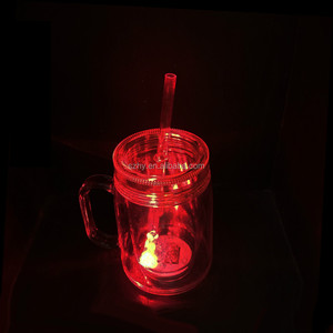 600ml led light up acrylic mason jar